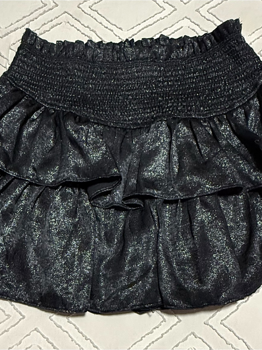 Mustard Seed Black Metallic Ruffled Mini Skirt